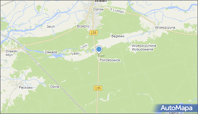 mapa Nadleśnictwo Potrzebowice, Nadleśnictwo Potrzebowice na mapie Targeo